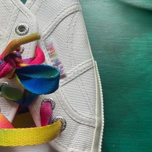 Superga white rainbow laced sneakers